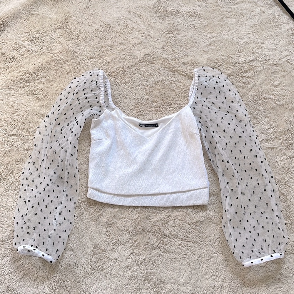 Zara white see through crop top small